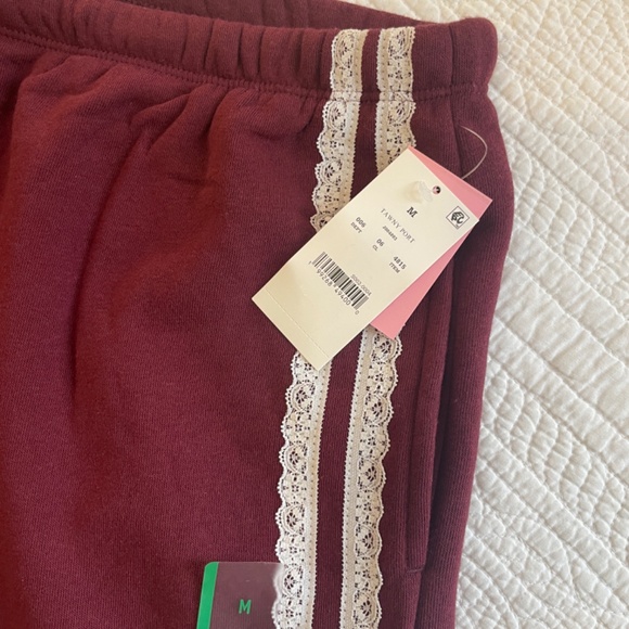 Women's Burgundy Track Pants with Lace Stripes NWT - Picture 4 of 4